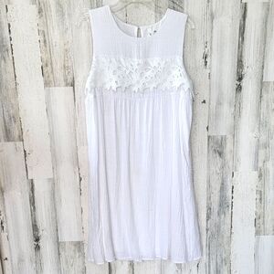 White Gauzy Dress Sleeveless Knee Length